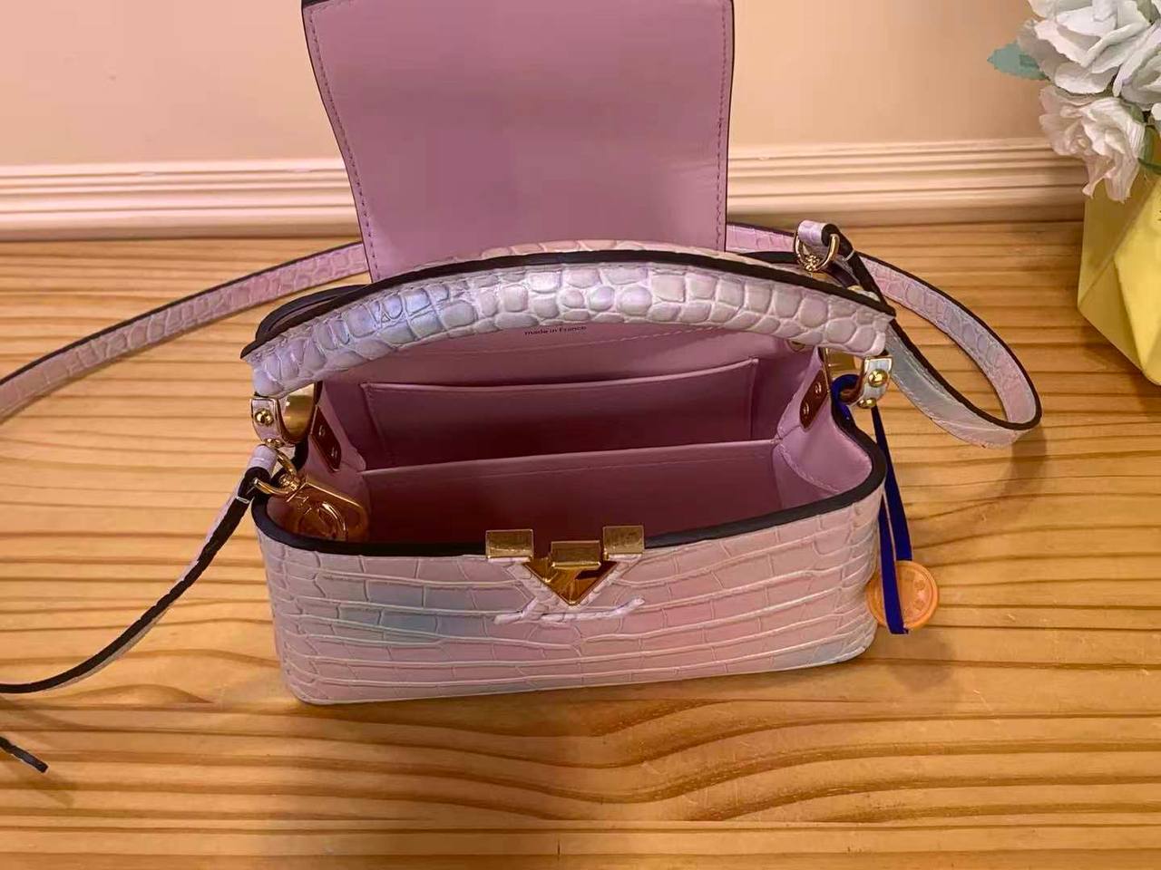 Сумка Louis Vuitton Capucines Crocodilien Pink Quartz 7