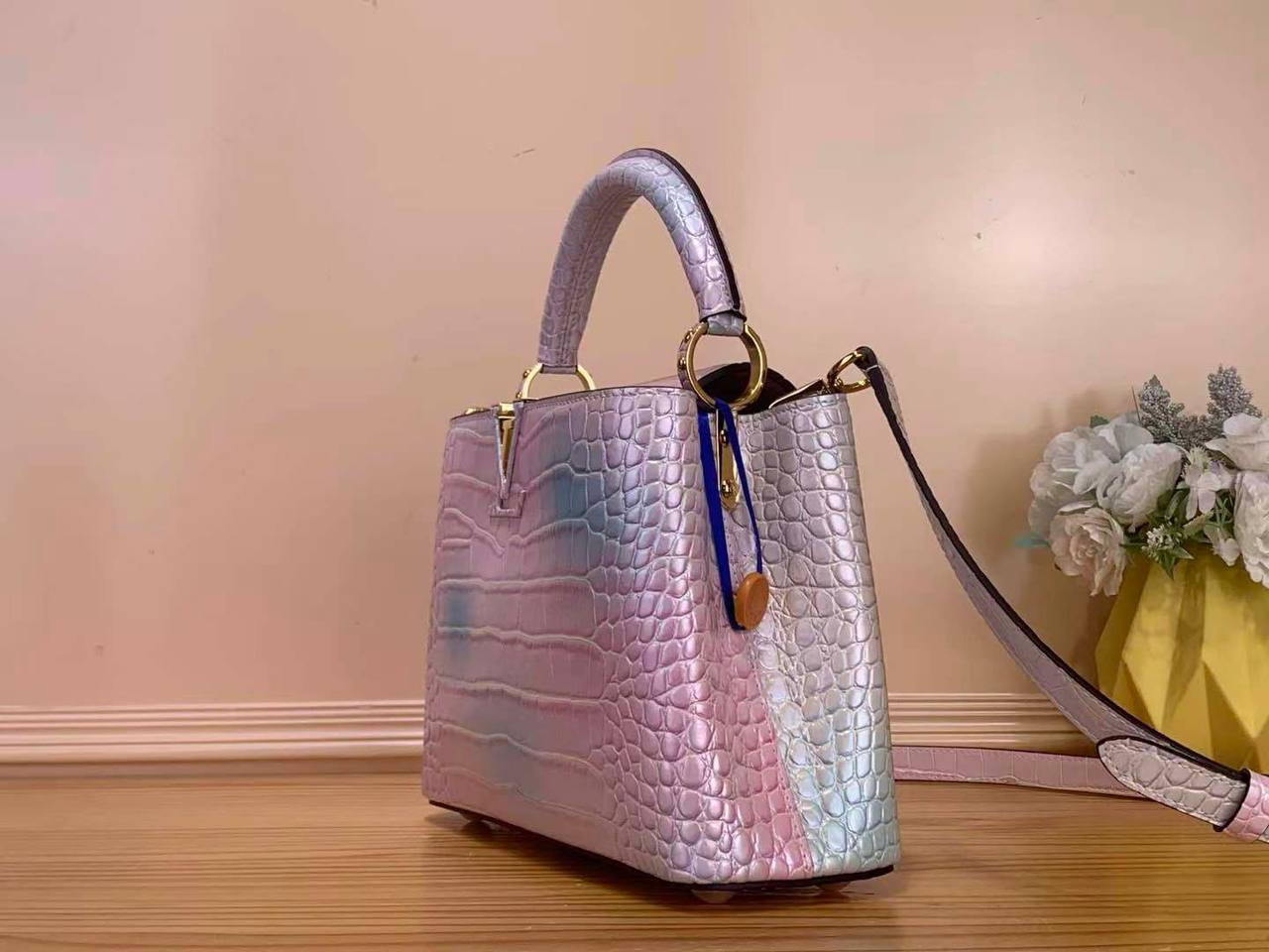Сумка Louis Vuitton Capucines Crocodilien Pink Quartz 6